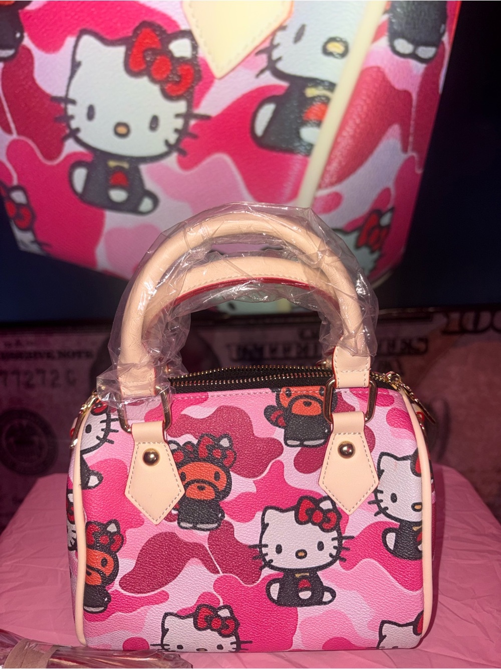 Hello Kitty Pink Cartoon Print Mini Satchel